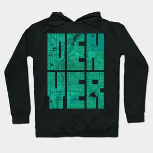 Denver, USA City Map Typography - Watercolor Hoodie